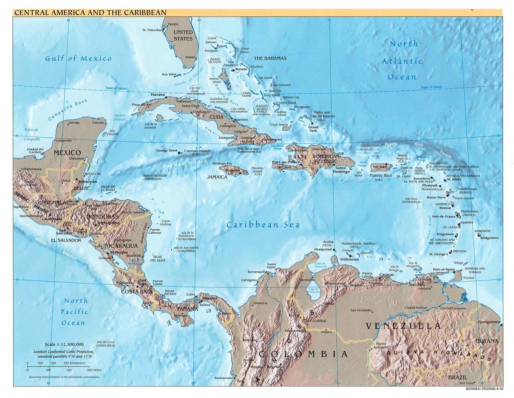Terrängkarta - Centralamerika - 2002