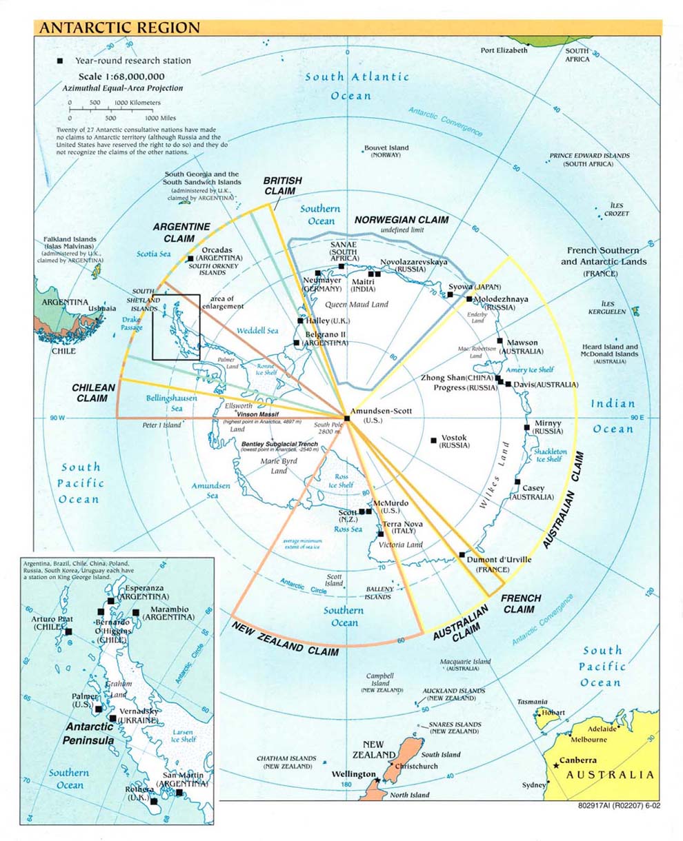 Politisk karta Antarktis 2002