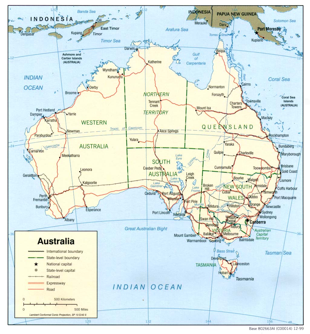 Politisk karta Australien 1999