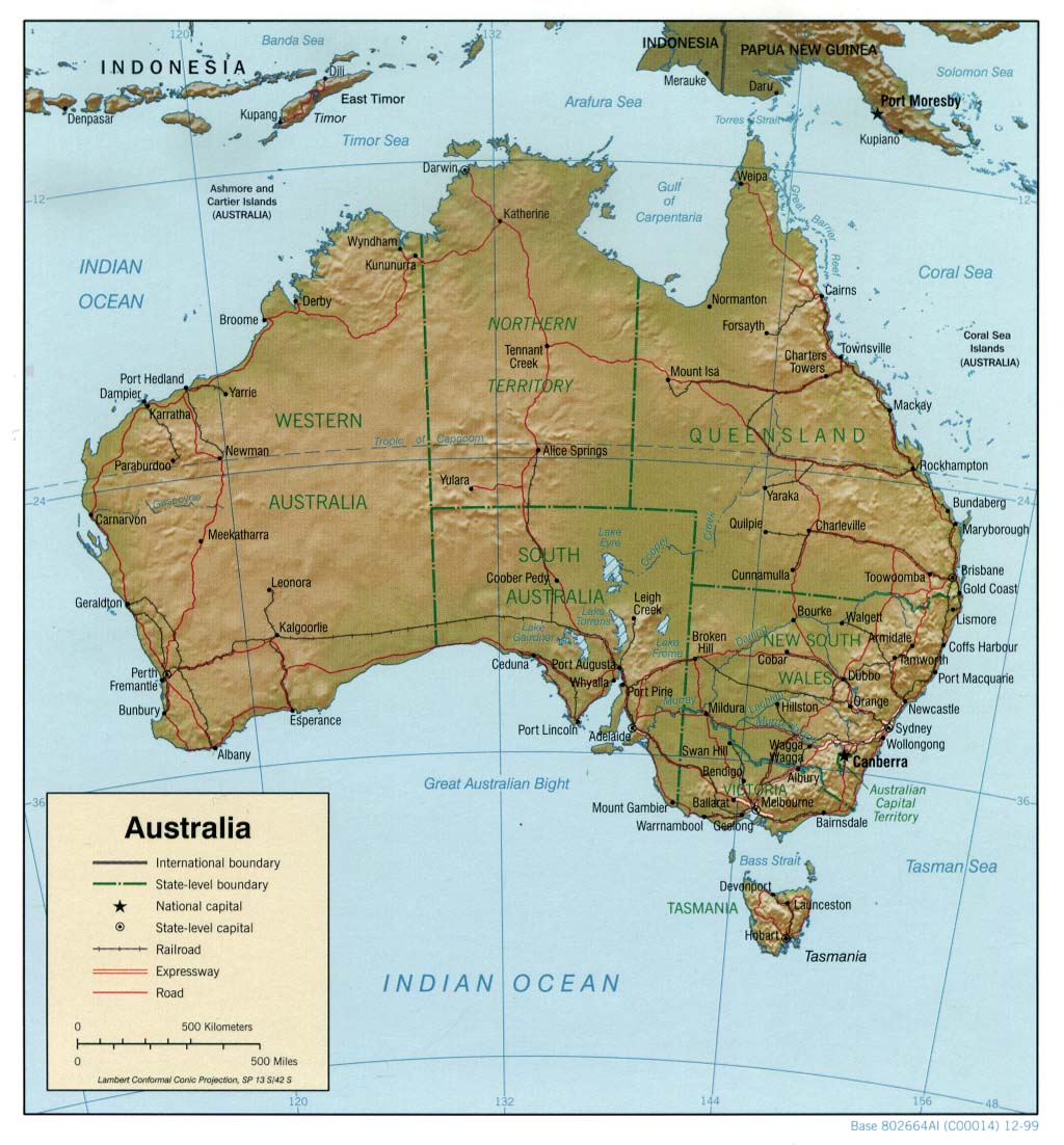 Terrängkarta Australien 1999